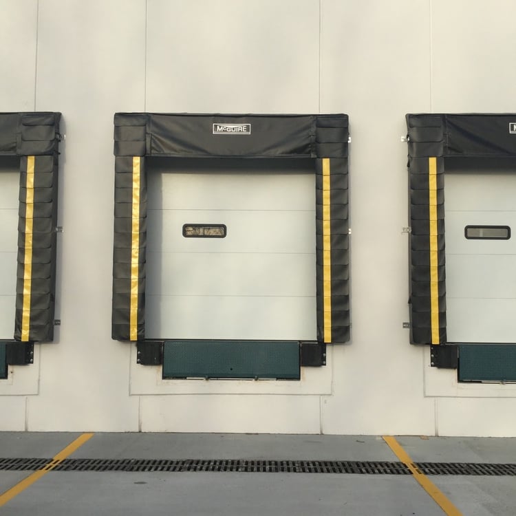 design the loading dock: determine the door sizes, white dock doors with single view panel