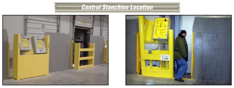 vertical storage leveler installation for cold storage facilities Control Stanchion Location.png