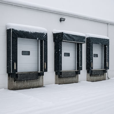dock seals and dock shelters with snow