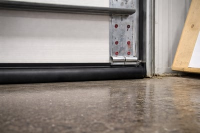 close up of garage door bottom seal